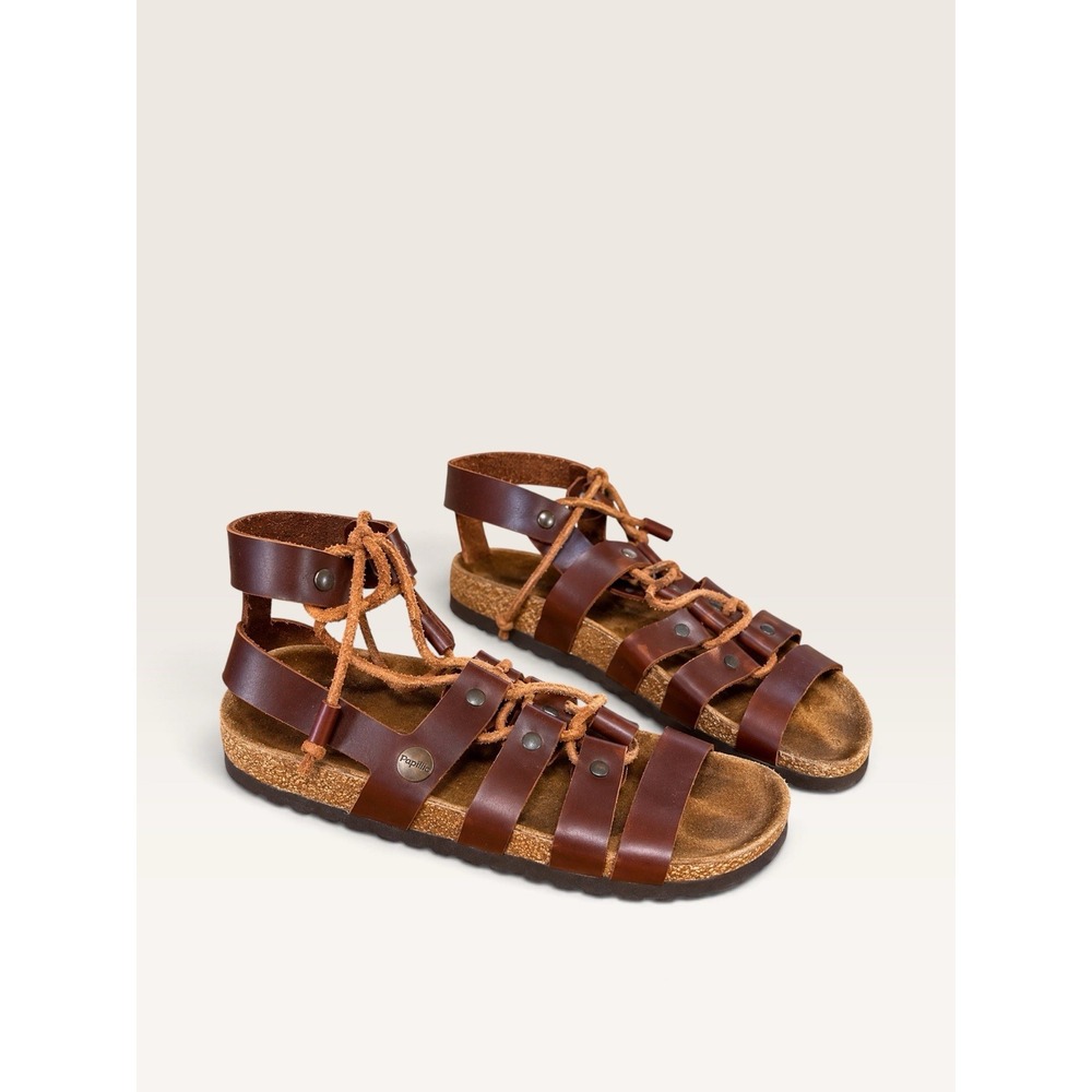 Papillio Birkenstock Cleo Brown Leather Gladiator Sandals Size 38 US 7-7.5 Laces